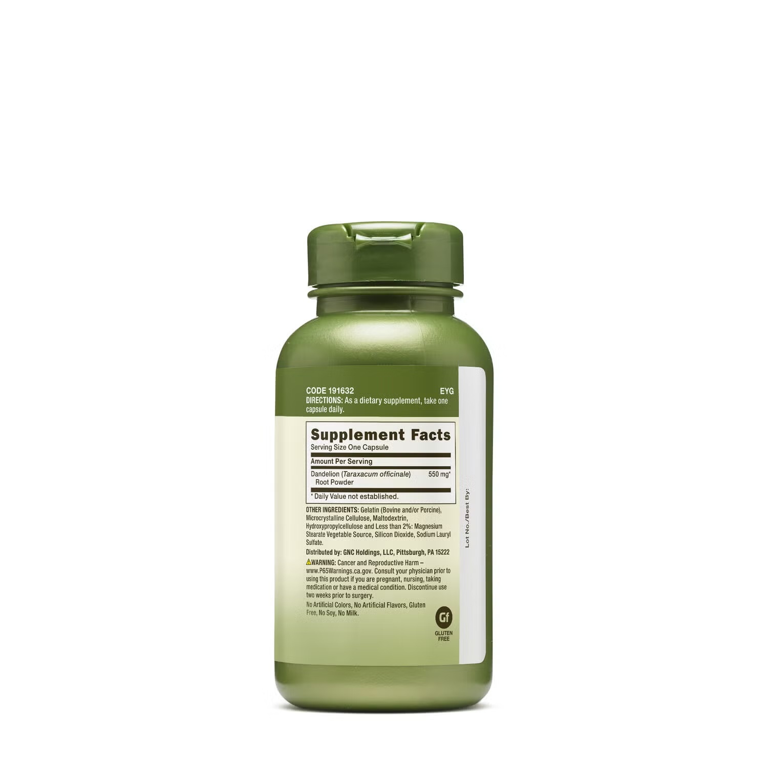 Dandelion Root 550 MG - 100 Capsules (100 Servings)