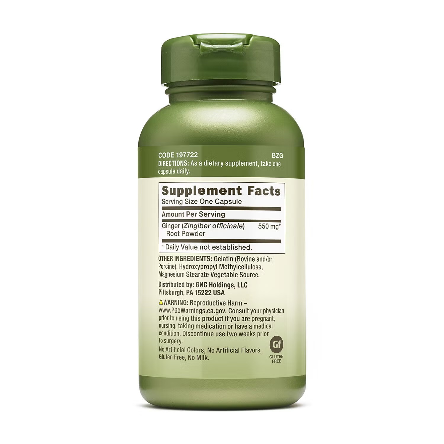 Ginger Root 550mg - 100 Capsules (100 Servings)
