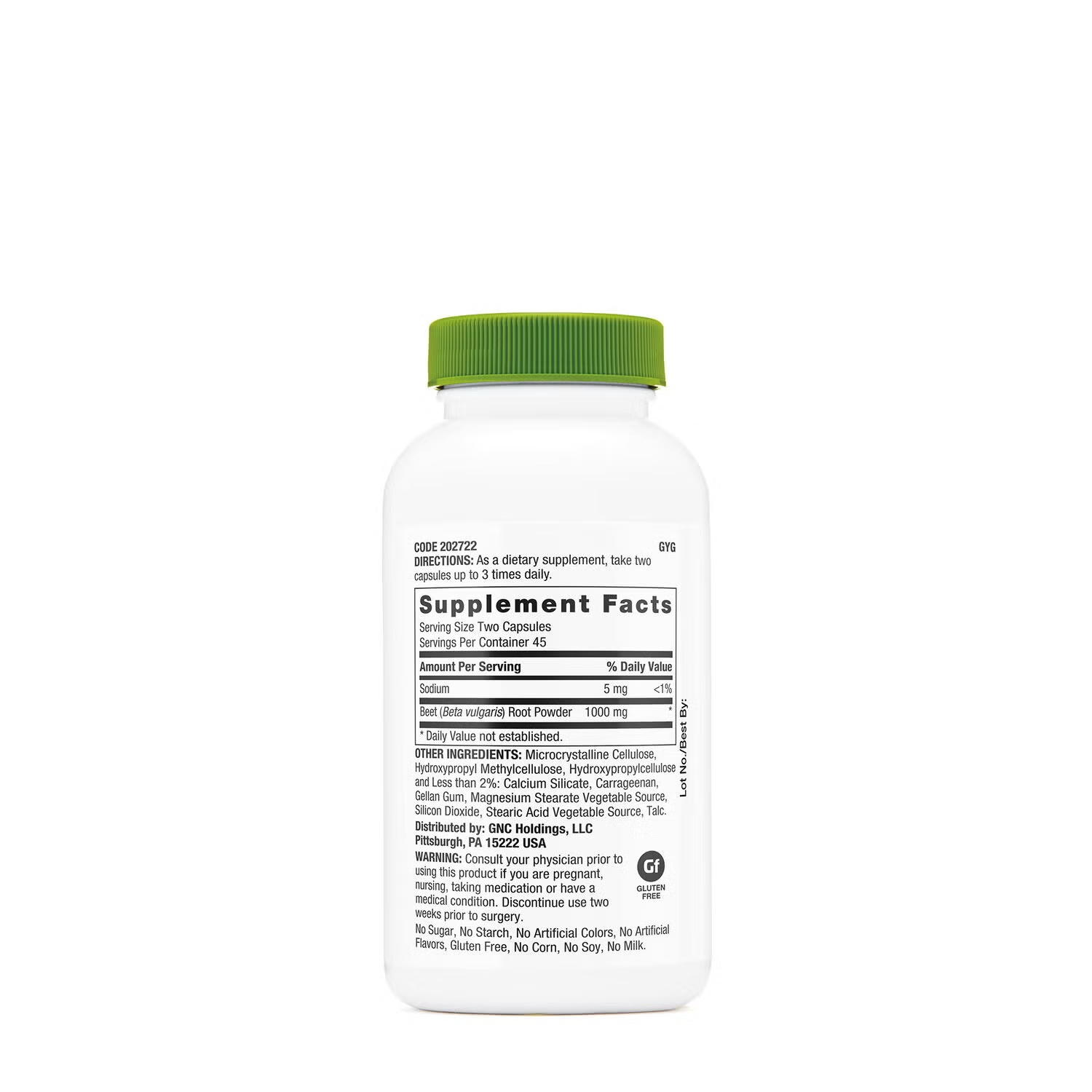 Beet Root - 90 Vegetarian Capsules (45 Servings)