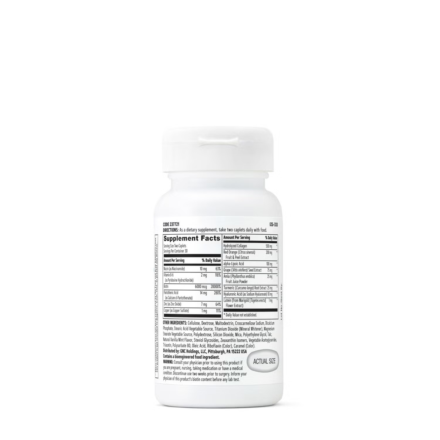 Advanced Hair, Skin & Nails Formula - 60 Caplets (30 Servings)