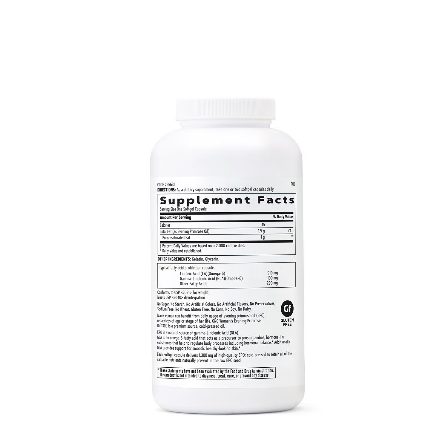 Evening Primrose Oil 1300mg - 180 Softgels (180 Servings)