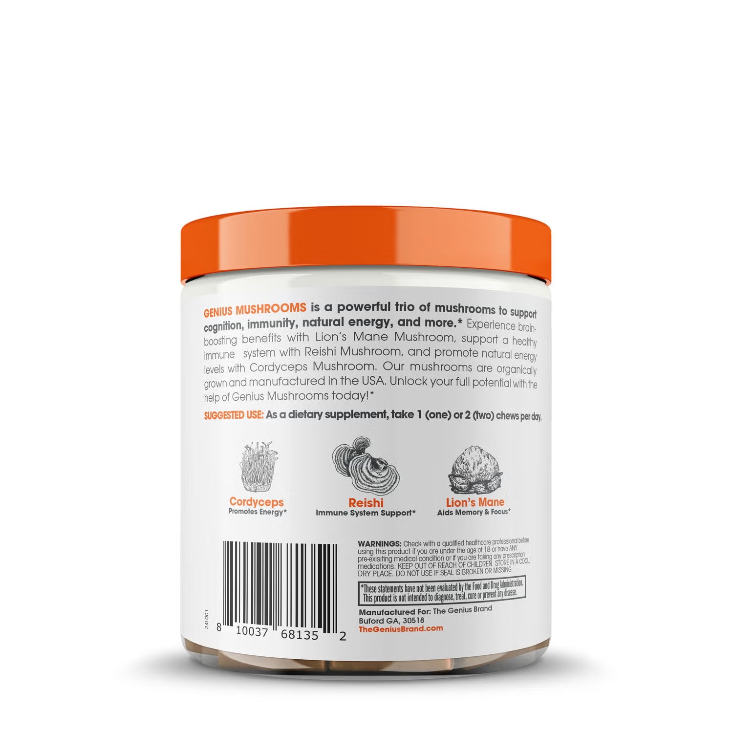 Genius Mushroom Chews - Butter Toffee - 60 Chews (60 Servings) 3 Genius Mushroom Chews - Butter Toffee - 60 Chews (60 Servings)
