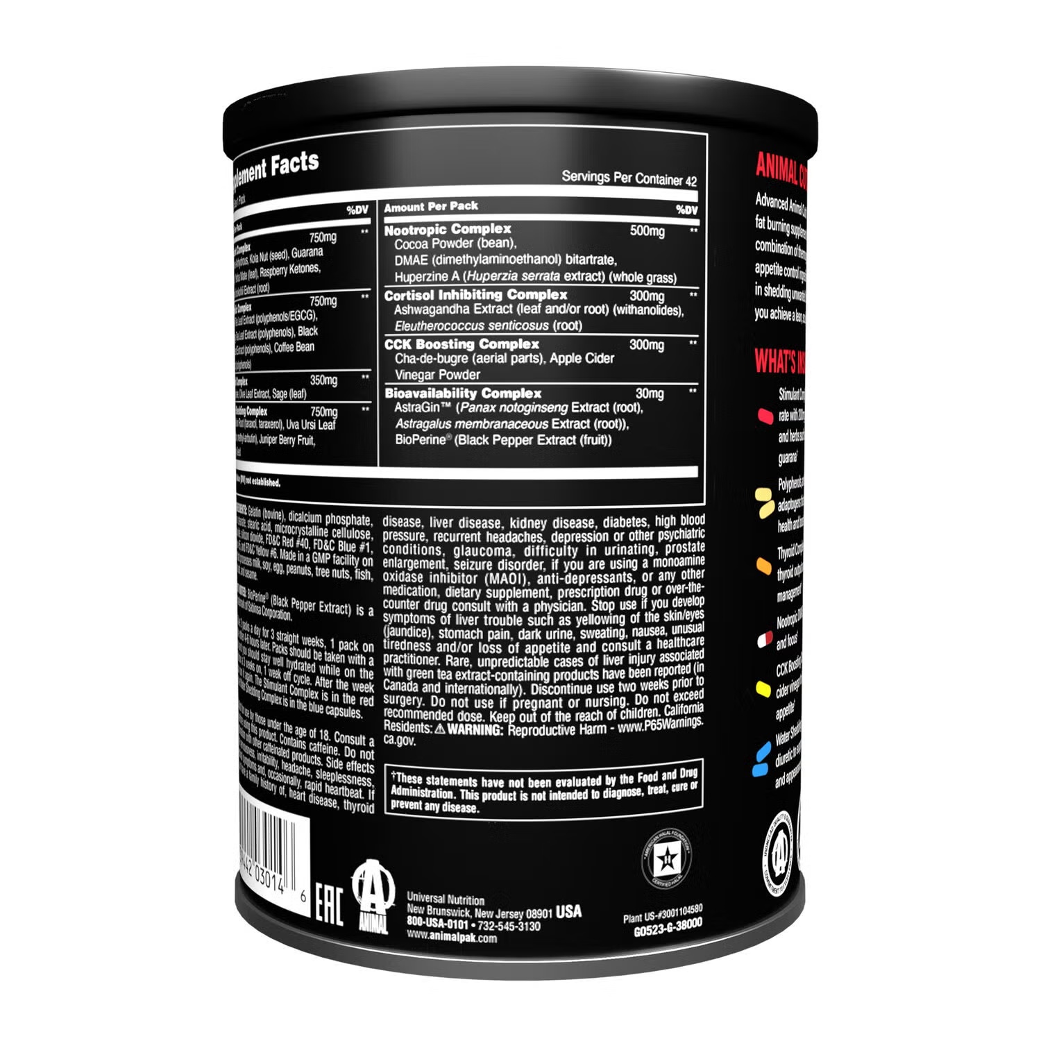 Animal Advanced Cuts Pill Packs - 42 Packs (21 Servings)