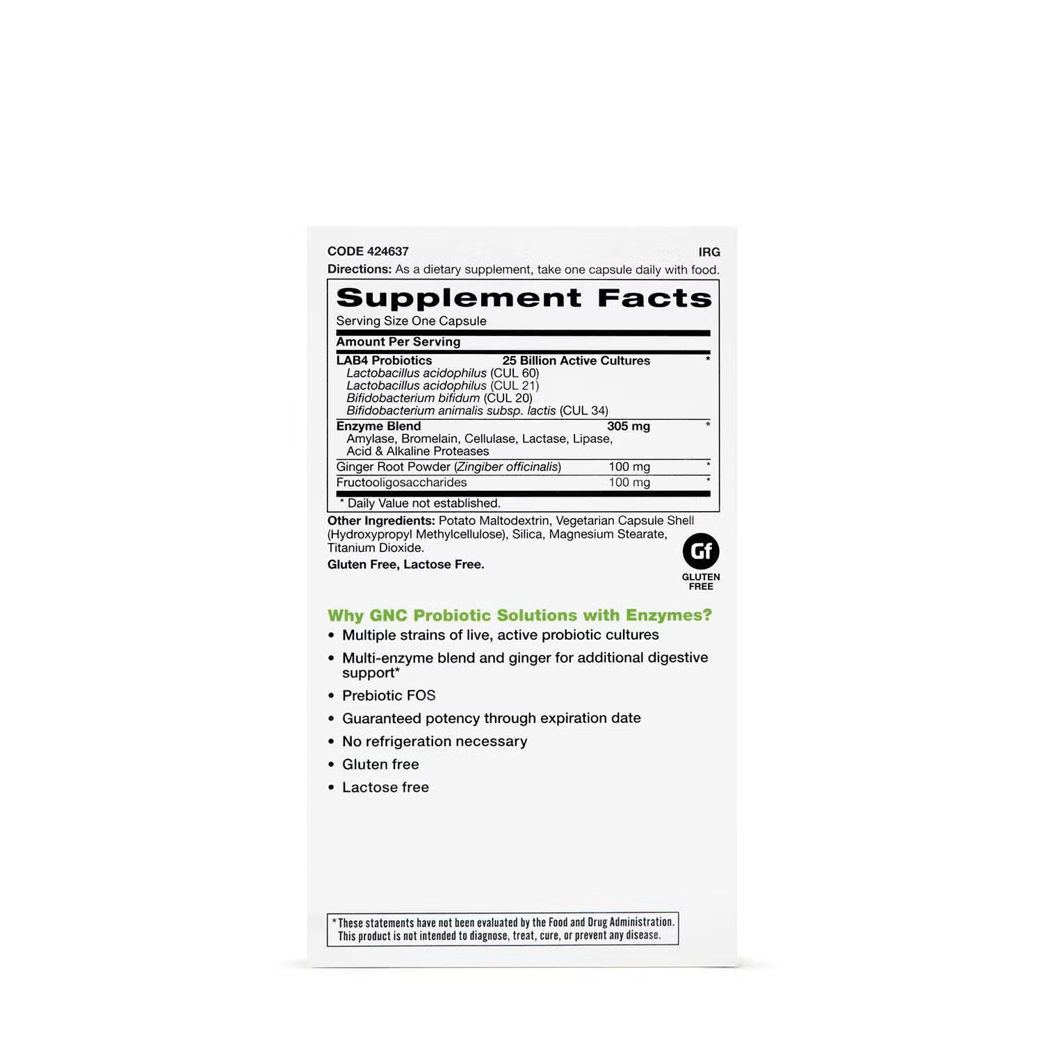 Probiotic Solutions with Enzymes 25 billion CFUs - 60 Capsules (60 Servings)