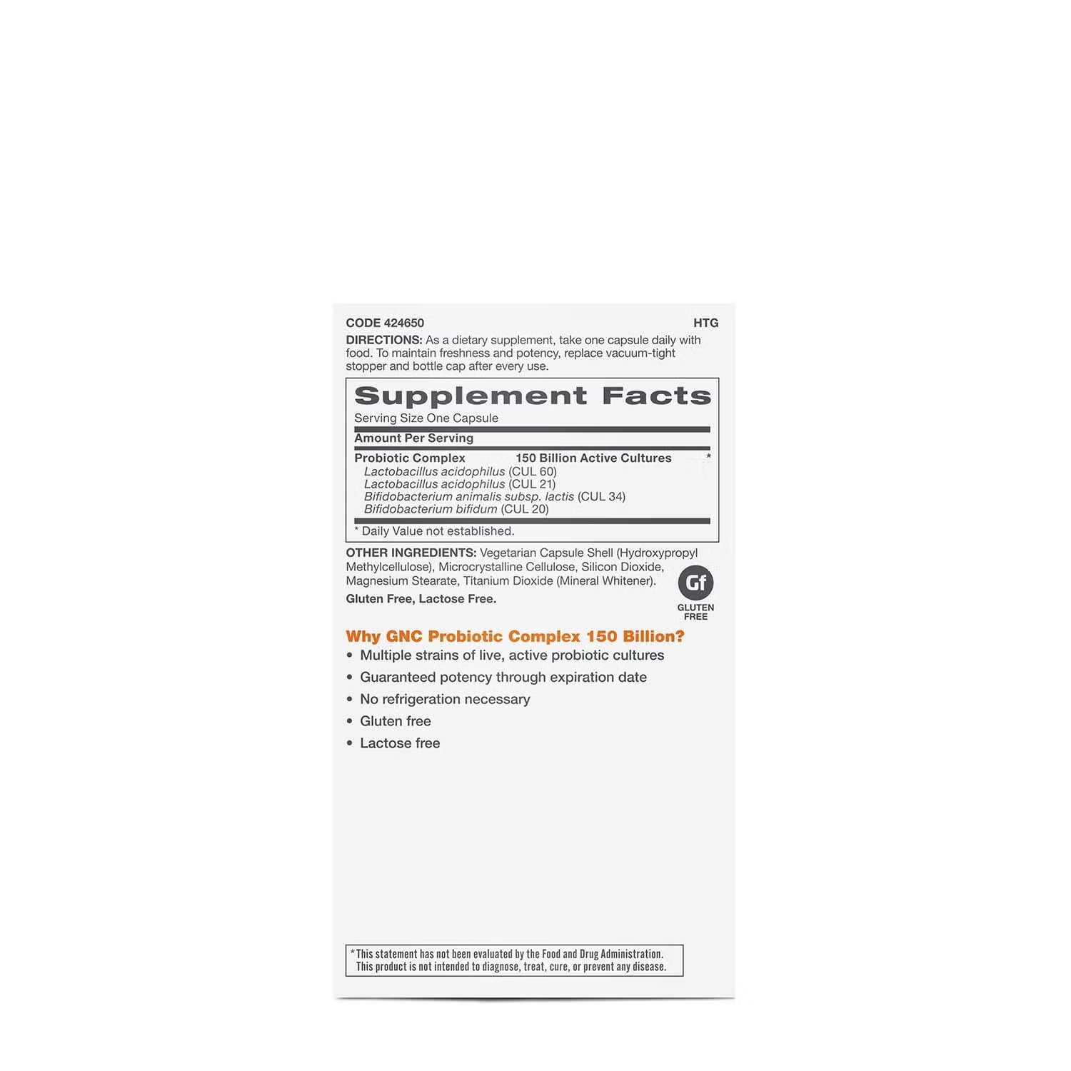Probiotic Complex Extra Strength 150 Billion CFUs - 20 Capsules (20 Servings)