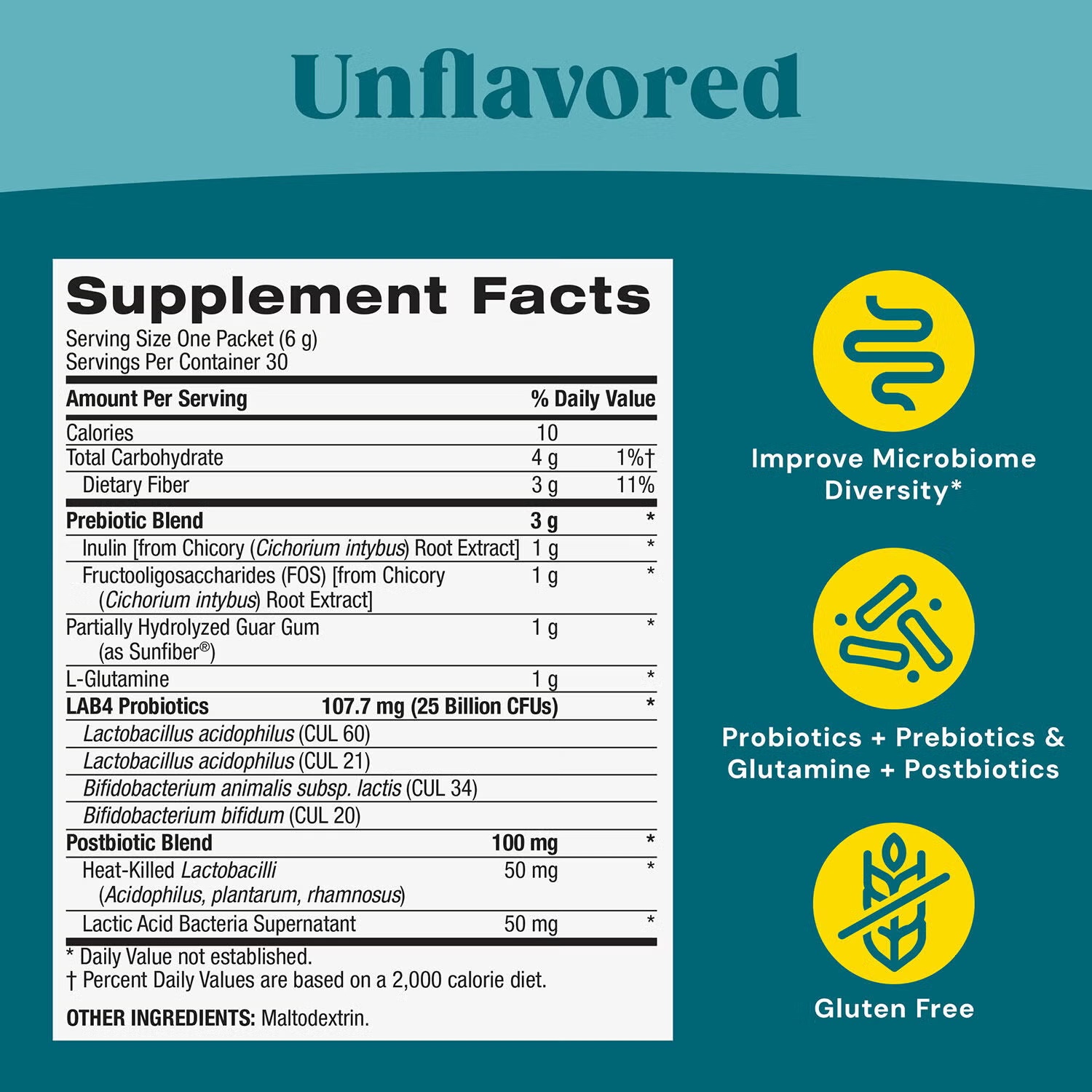 Complete Synbiotic 4-in-1 Digestive Support Powder - 30 Packets (30 Servings)