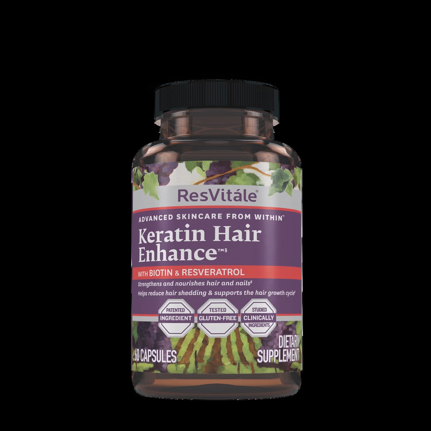 Keratin Hair Enhance™ with Biotin and Resveratrol - 60 Capsules (30 Servings)
