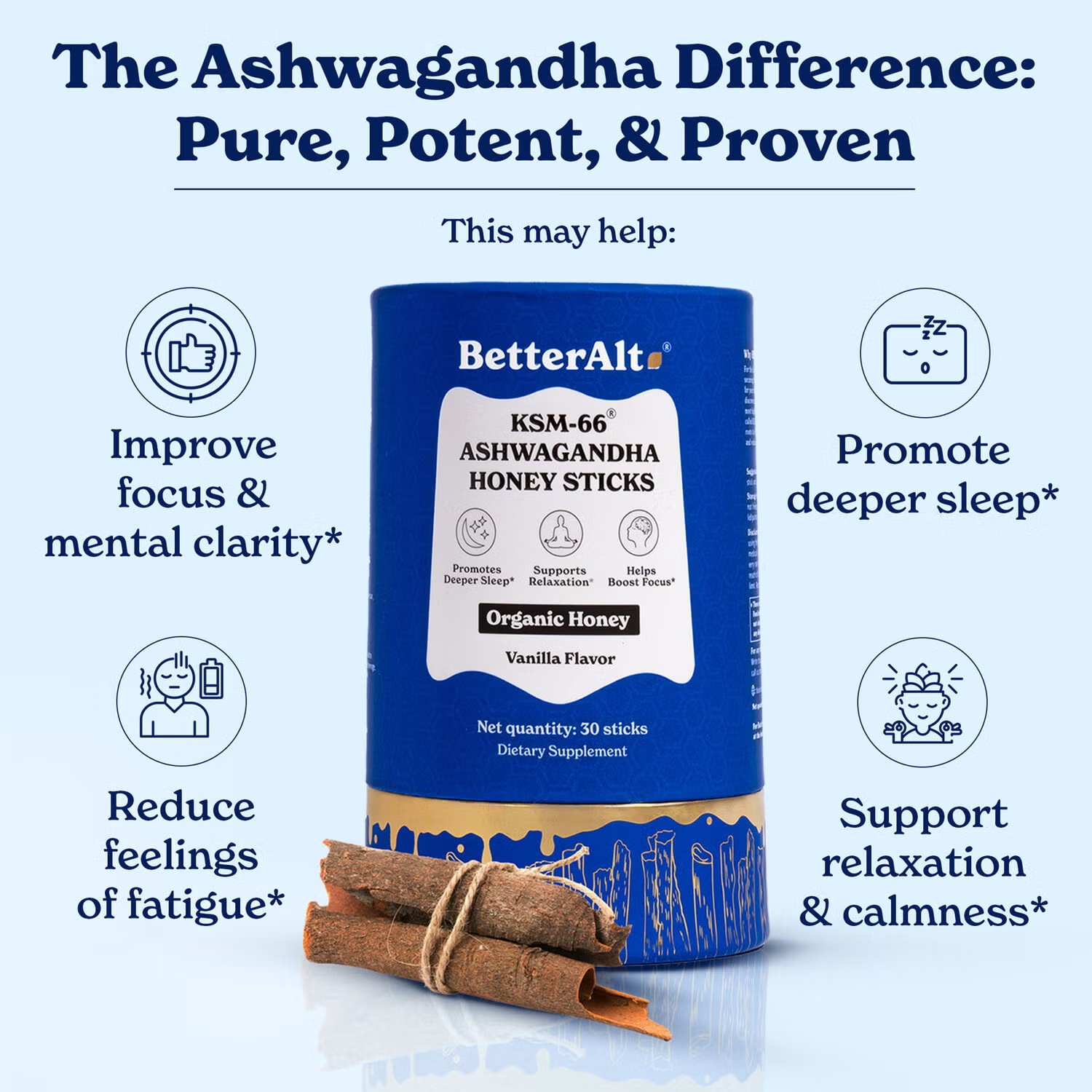 KSM-66 Ashwagandha Honey Sticks - Vanilla (30 Sticks) 3 KSM-66 Ashwagandha Honey Sticks - Vanilla (30 Sticks)