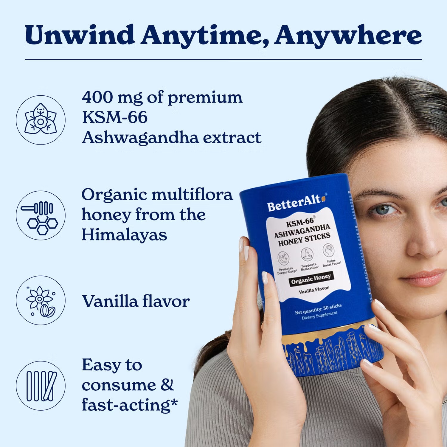 KSM-66 Ashwagandha Honey Sticks - Vanilla (30 Sticks) 6 KSM-66 Ashwagandha Honey Sticks - Vanilla (30 Sticks)