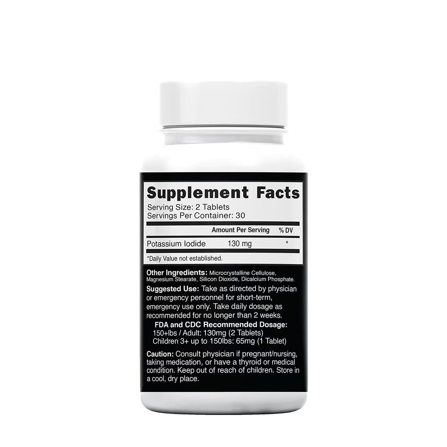 Potassium Iodide Tablets 130mg - 60 Tablets (30 Servings)