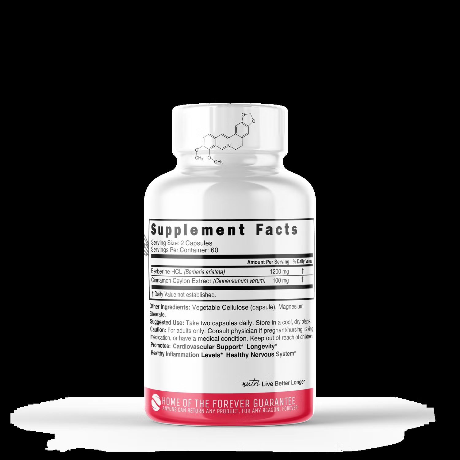 Berberine Plus 1300mg - 60 Vegan Capsules (60 Servings)