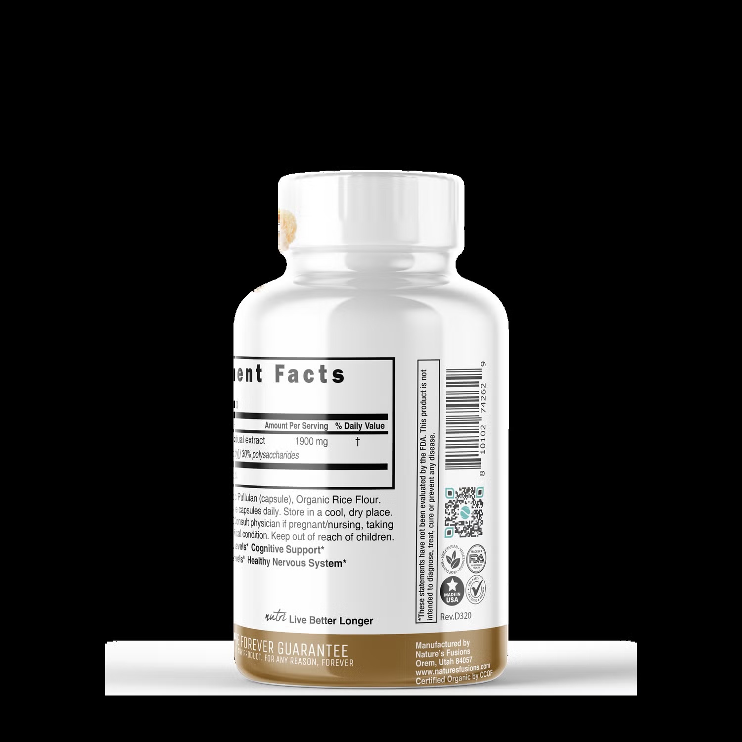 Lion's Mane 1900mg - 120 Organic Capsules (40 Servings)