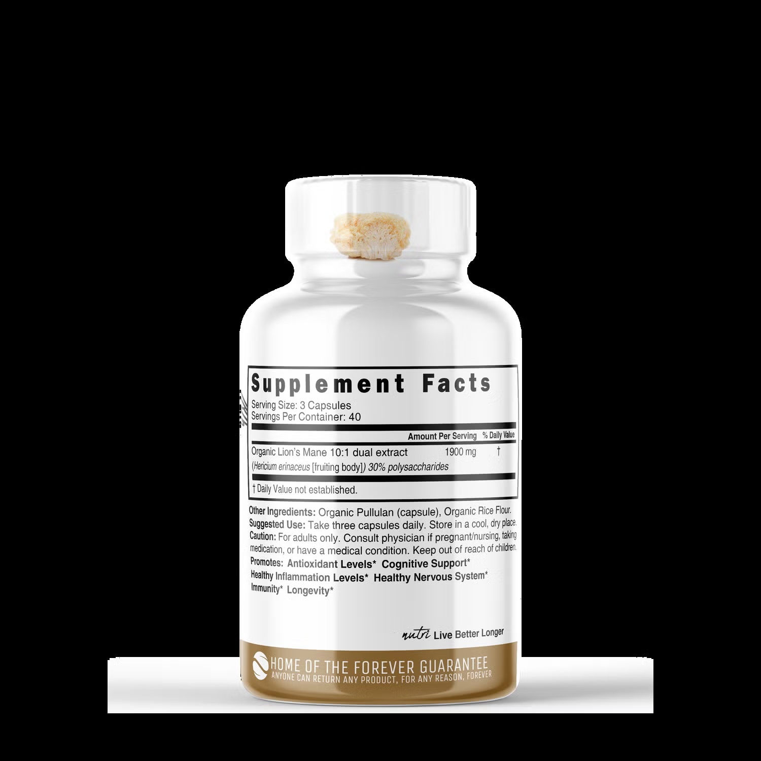 Lion's Mane 1900mg - 120 Organic Capsules (40 Servings) 3 Lion's Mane 1900mg - 120 Organic Capsules (40 Servings)