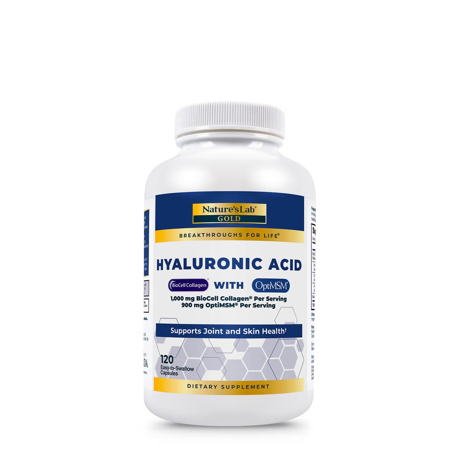 Hyaluronic Acid with BioCell Collagen and MSM - 120 Capsule (40 Servings)