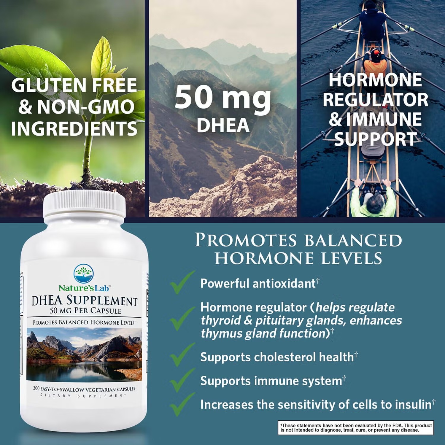 DHEA Supplement - 50mg - 300 Capsules (300 Servings)