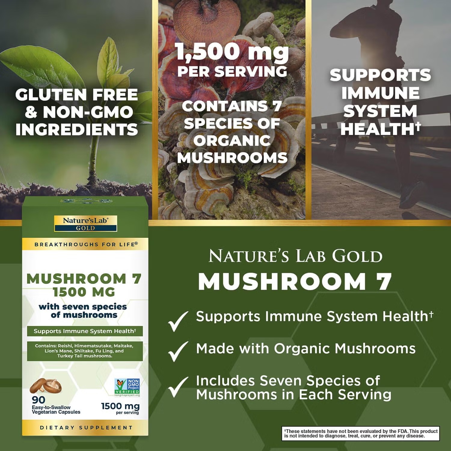 Mushroom 7 - 90 Vegetarian Capsules (45 Servings) 3 Mushroom 7 - 90 Vegetarian Capsules (45 Servings)