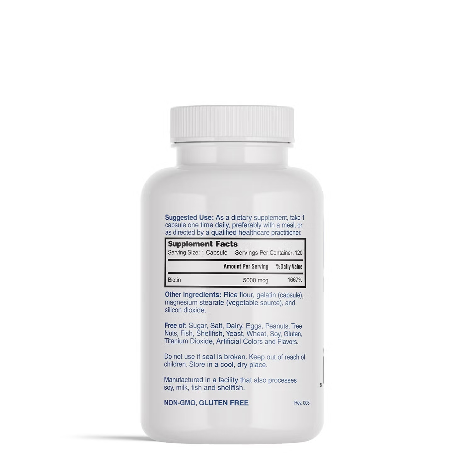 Biotin 5000mcg - 120 Capsules (120 Servings)
