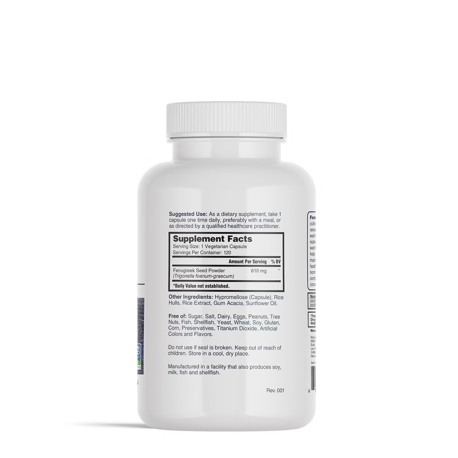 Fenugreek - 120 Vegetarian Capsules (120 Servings)
