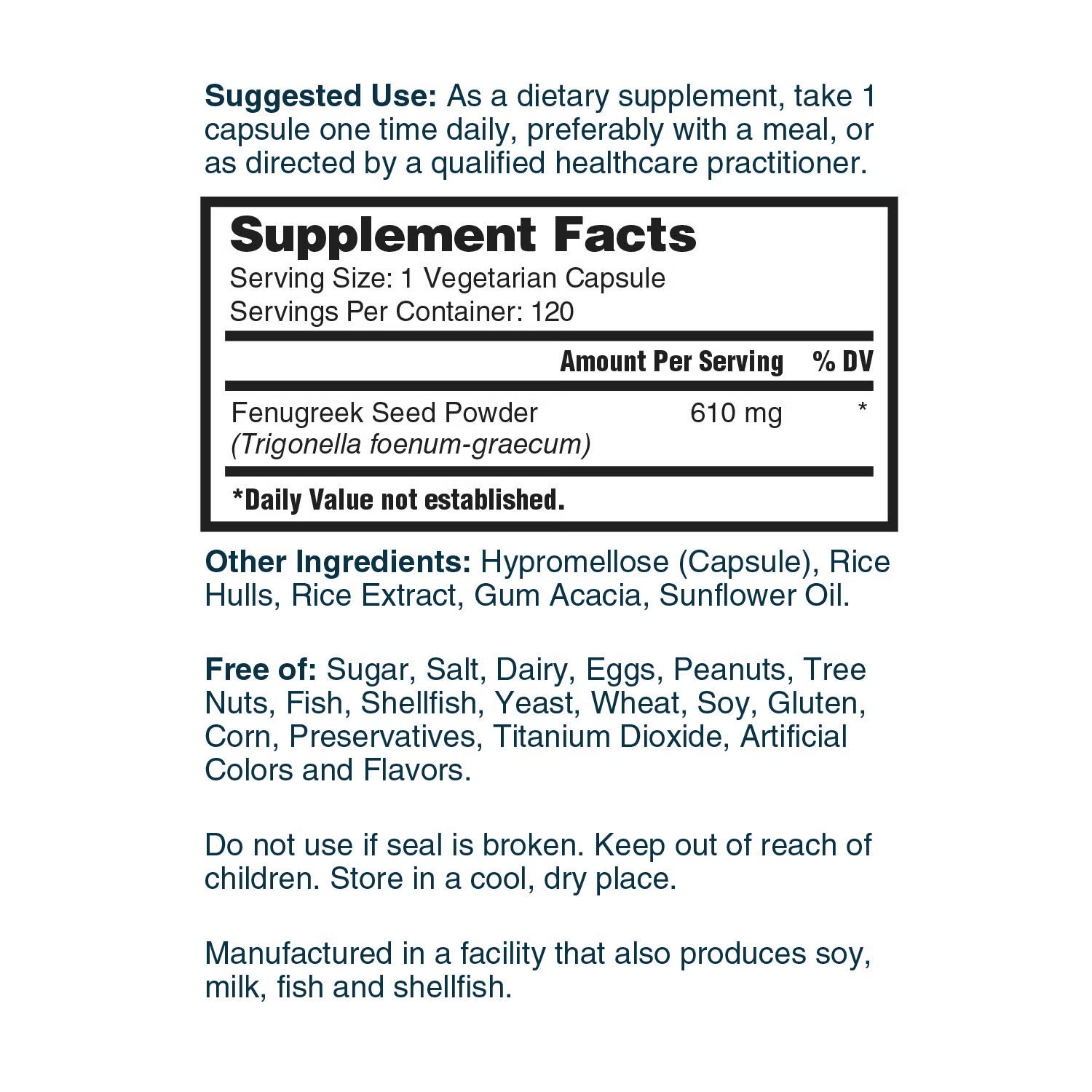 Fenugreek - 120 Vegetarian Capsules (120 Servings) 3 Fenugreek - 120 Vegetarian Capsules (120 Servings)