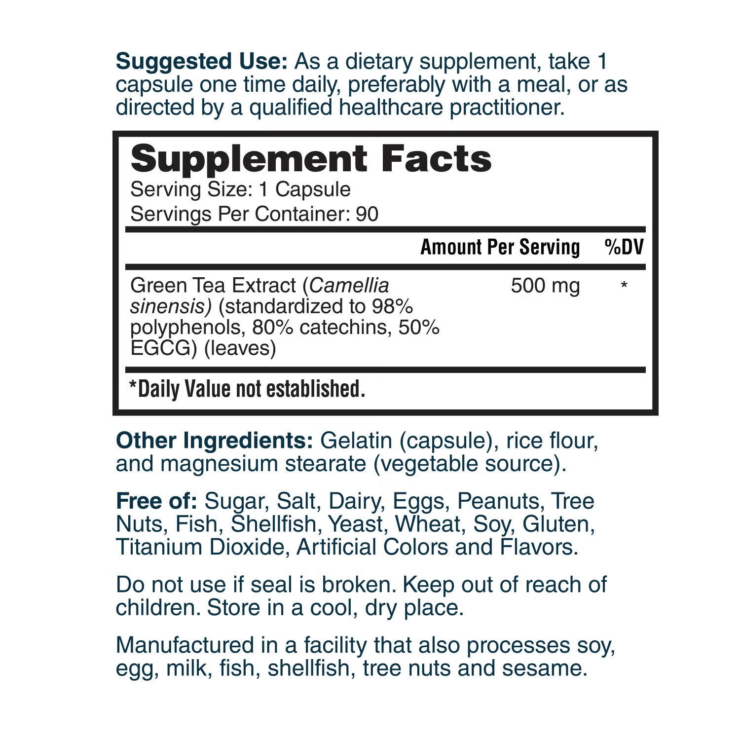 Green Tea Extract 500mg - 90 Capsules (90 Servings) 3 Green Tea Extract 500mg - 90 Capsules (90 Servings)