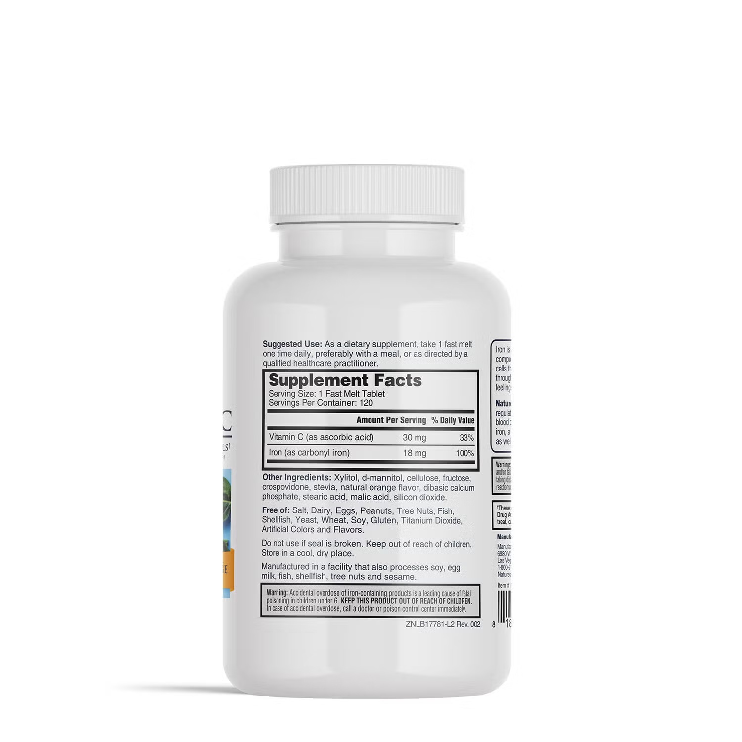 Iron plus Vitamin C - Orange - 120 Melts (120 Servings)