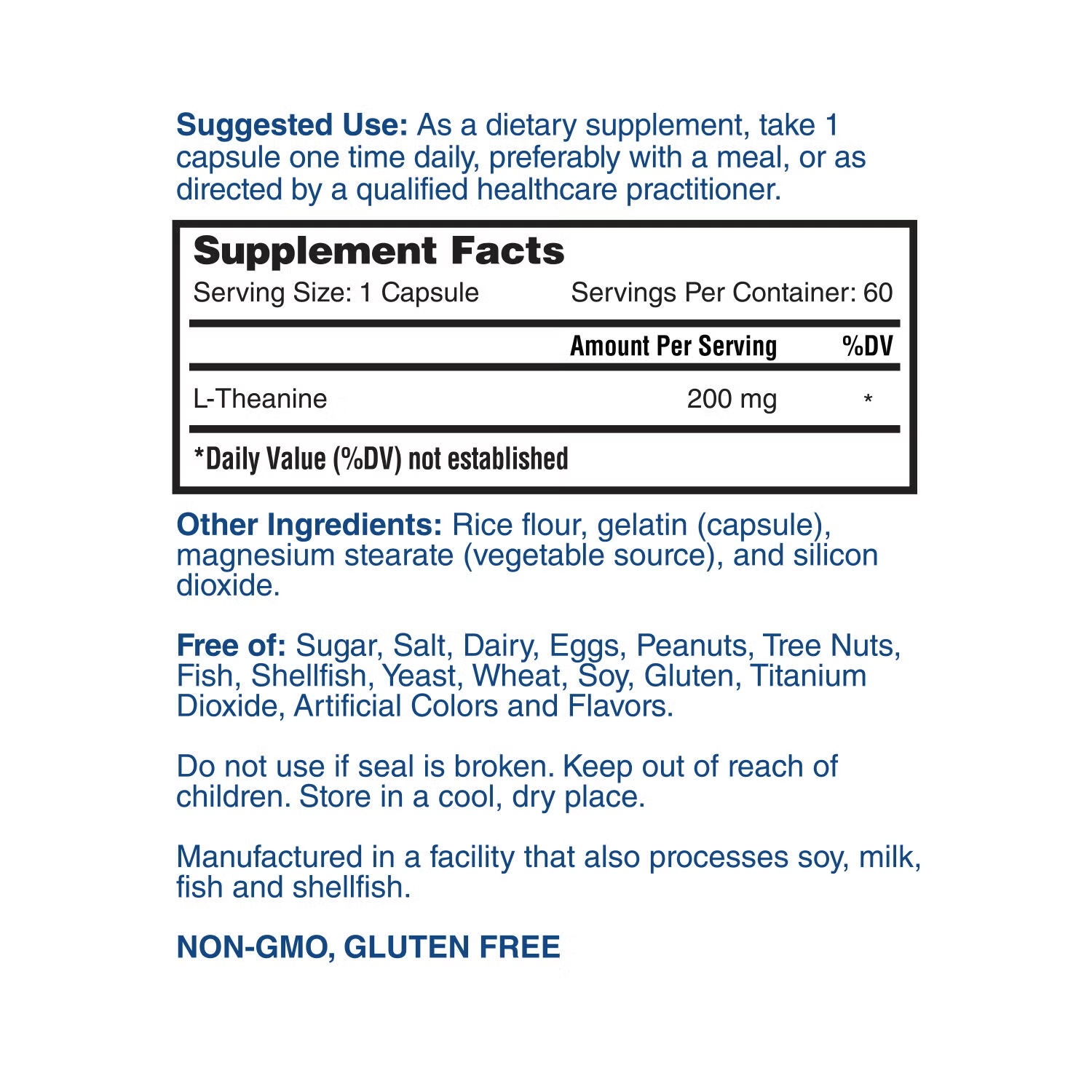 L-Theanine 200mg - 60 Capsules (60 Servings) 3 L-Theanine 200mg - 60 Capsules (60 Servings)