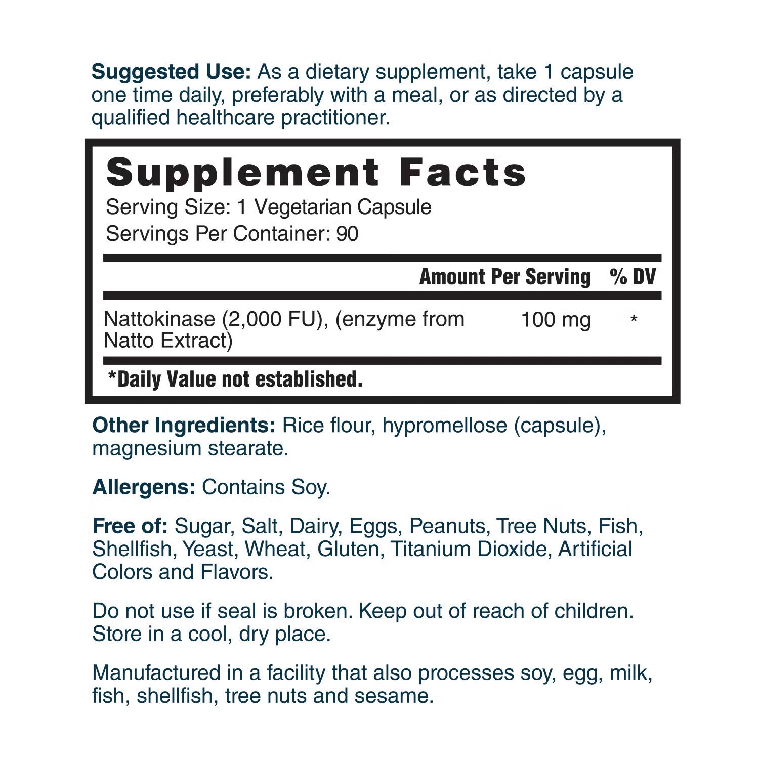 Nattokinase 2000 FU - 90 Vegetarian Capsules (90 Servings)