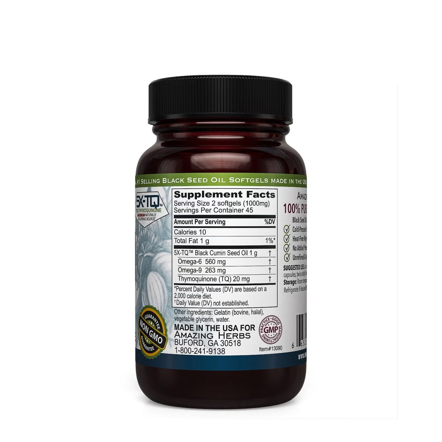 Black Seed™ 100% Pure Cold-Pressed Black Cumin Seed Oil - 90 Capsules (45 Servings) 3 Black Seed™ 100% Pure Cold-Pressed Black Cumin Seed Oil - 90 Capsules (45 Servings)
