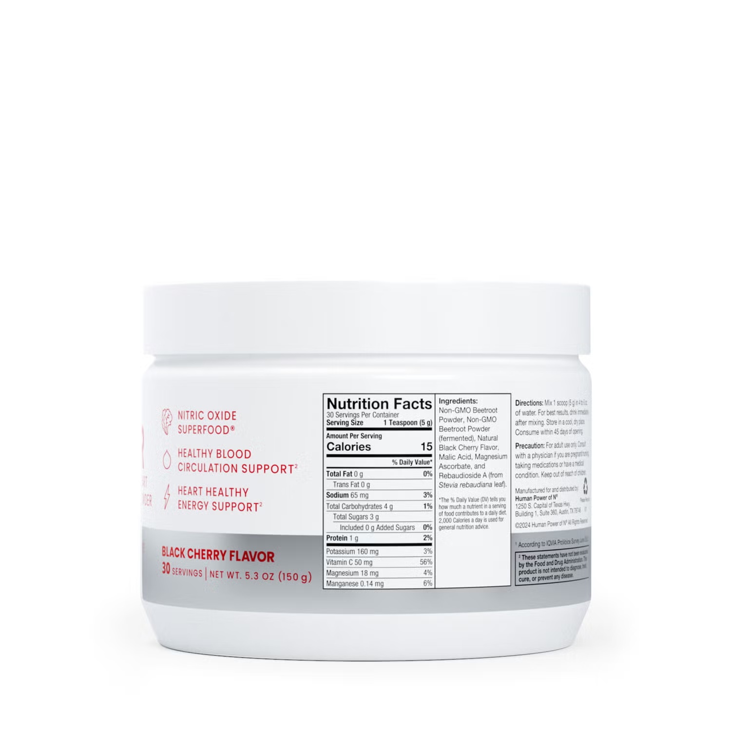 SuperBeets Heart Powder - Black Cherry - 5.3 oz (30 Servings)