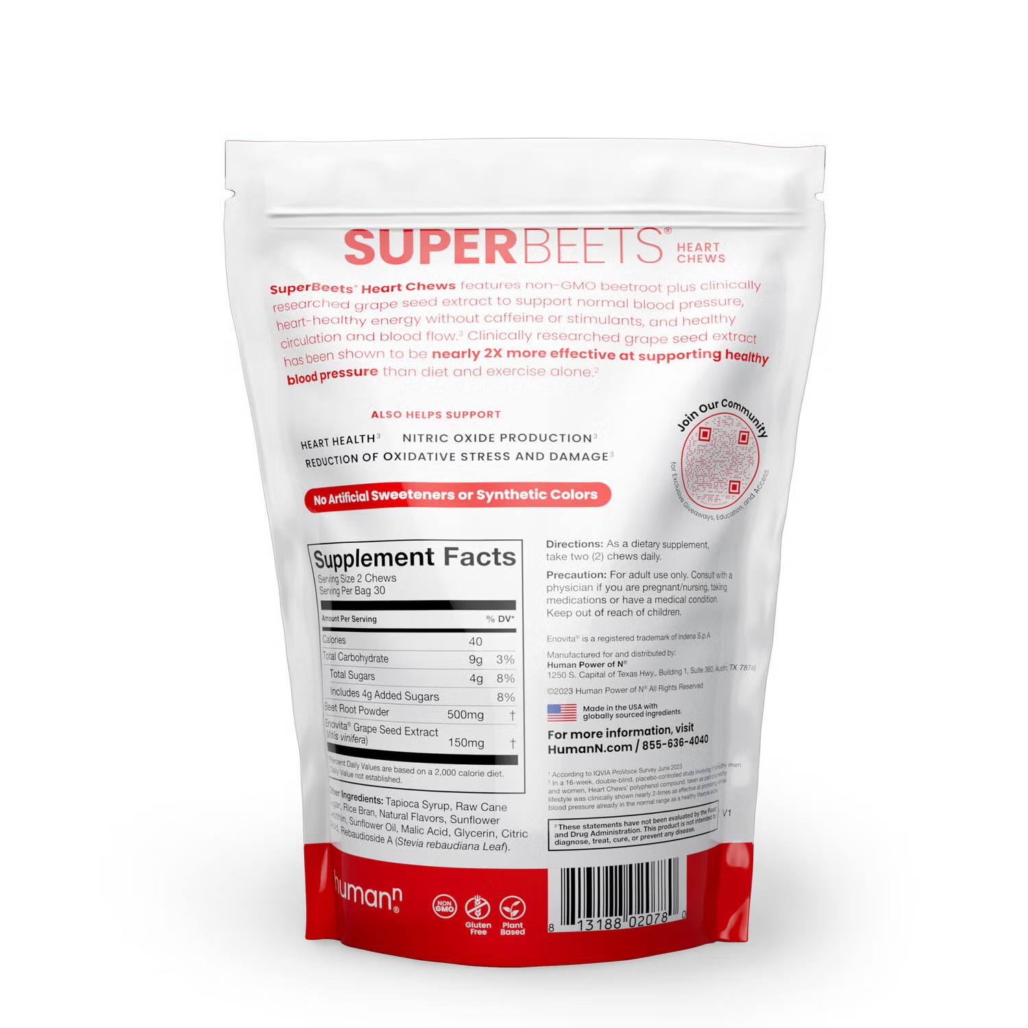 SuperBeets® Heart Chews - Pomegranate Berry - 60 Chews (30 Servings)