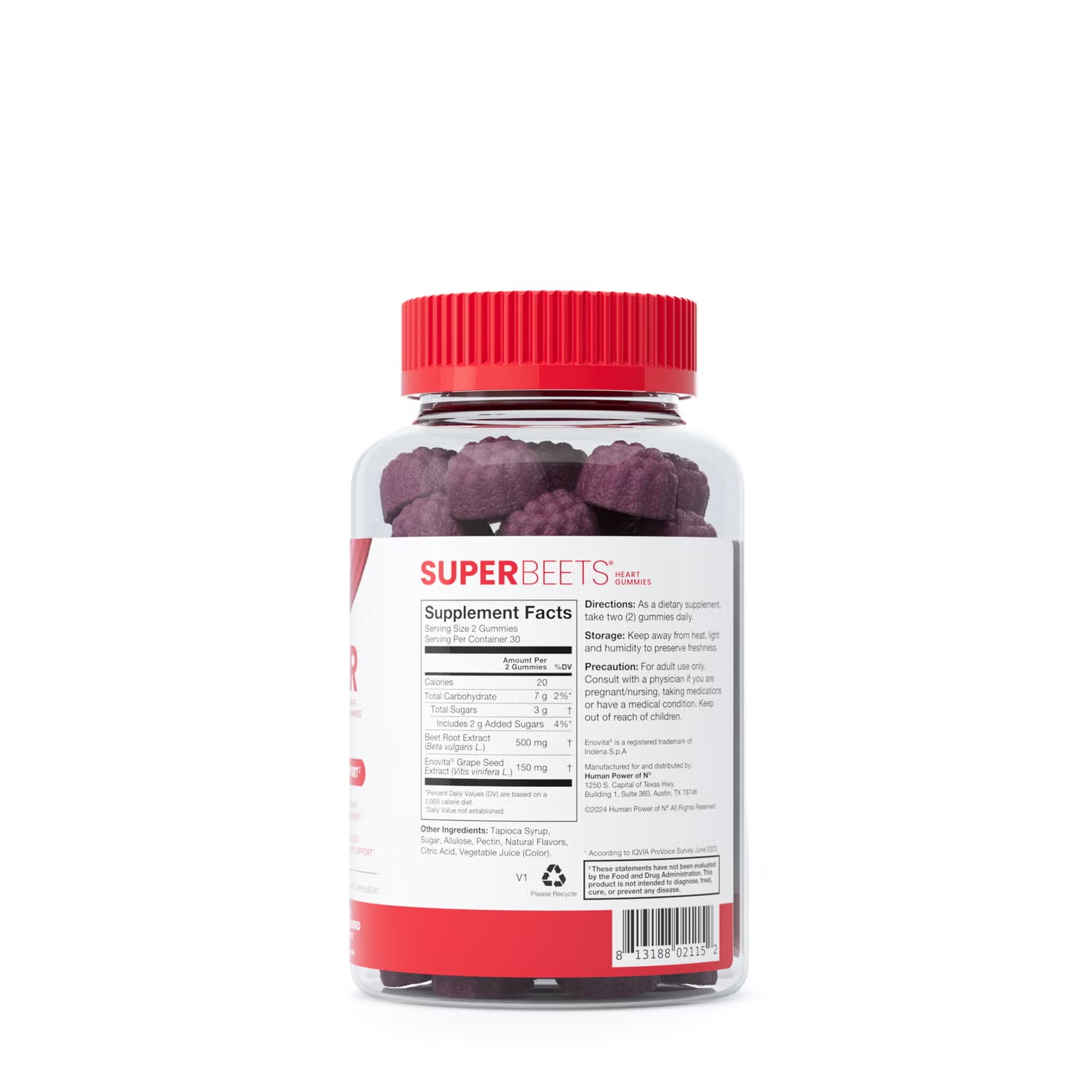 SuperBeets Blood Pressure Support - Strawberry - 60 Gummies (30 Servings)