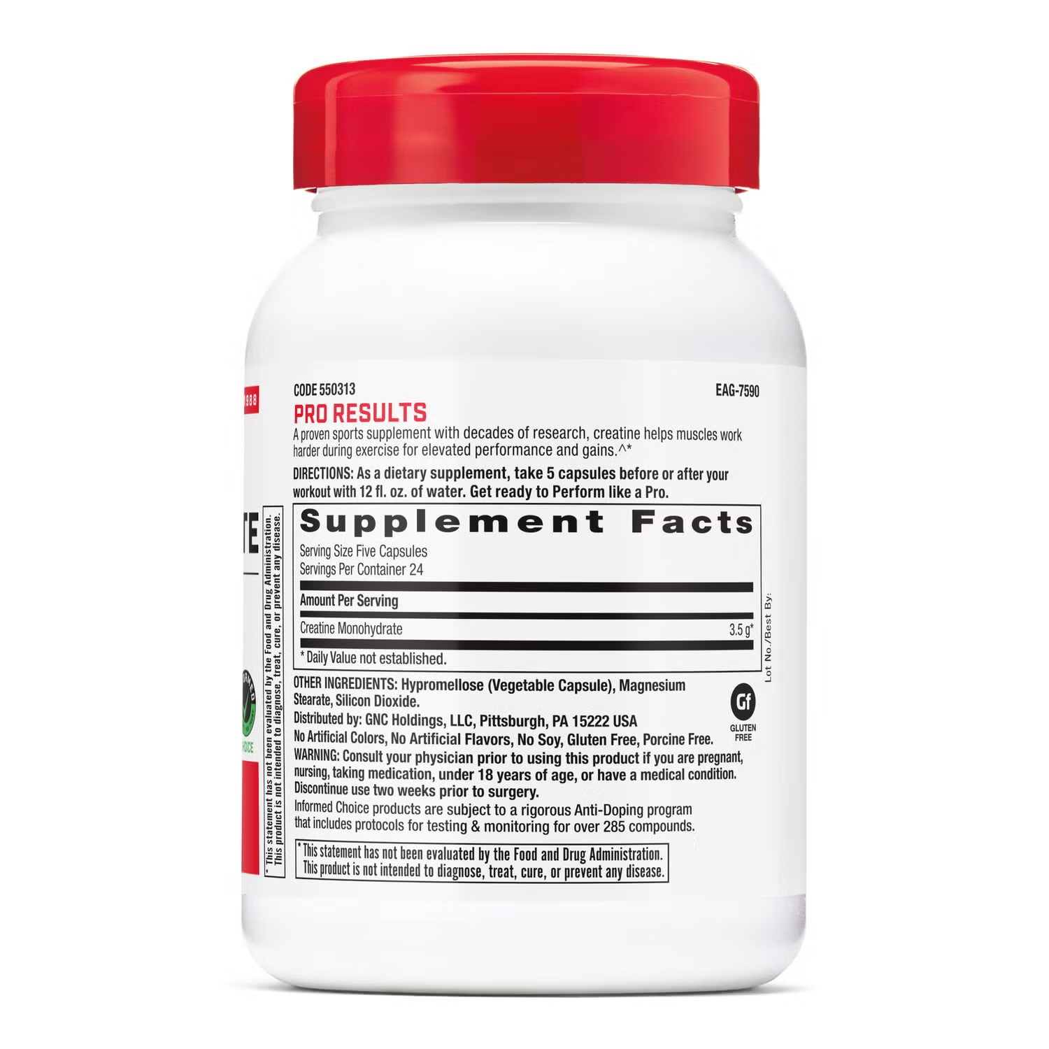 Creatine Monohydrate 3500mg - 120 Capsules (24 Servings)