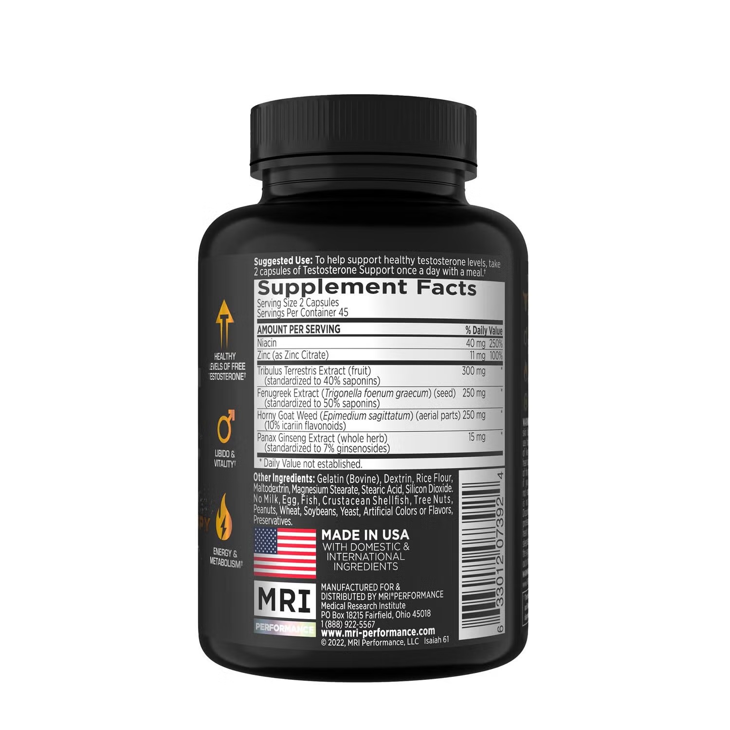 TRT Support - Testosterone Replacement Therapy - 90 Capsules (45 Servings)