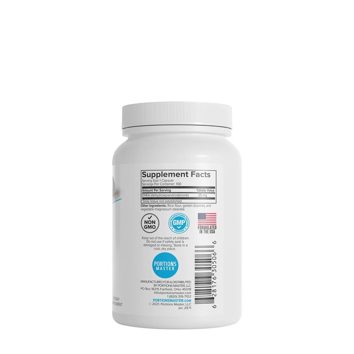DHEA 25mg - 100 Capsules (100 Servings)