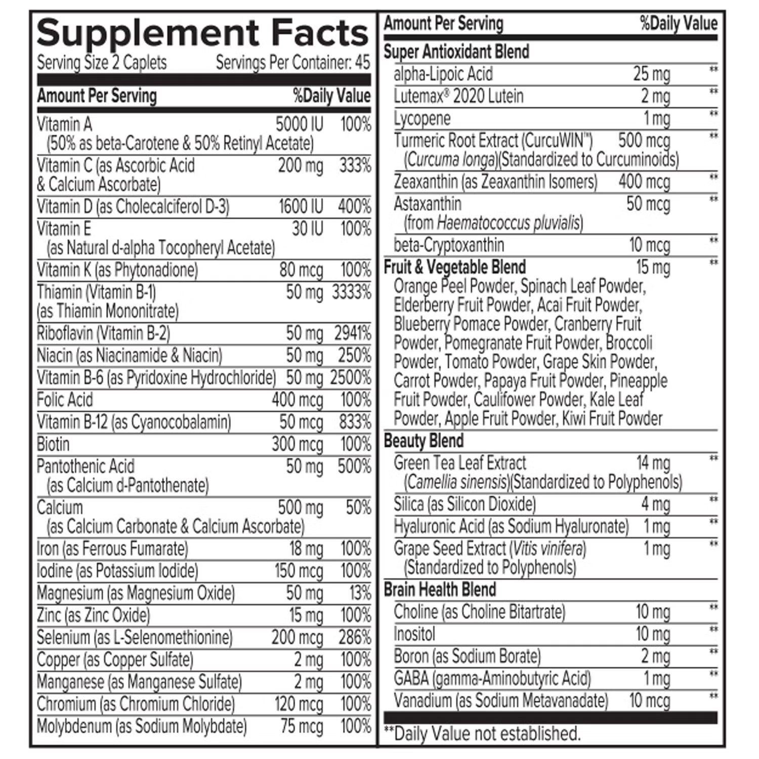 Women's Multi-Vitamin - 90 Caplets (45 Servings)