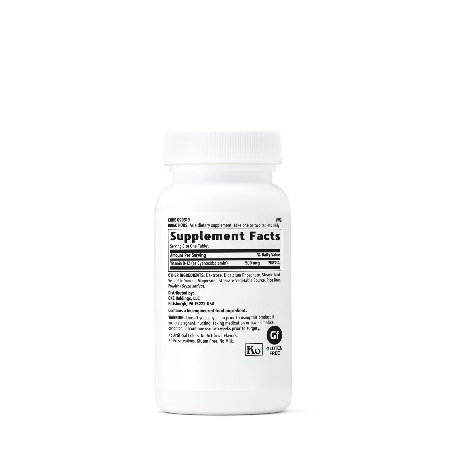 Vitamin B-12 500 mcg - 100 Tablets (100 Servings)