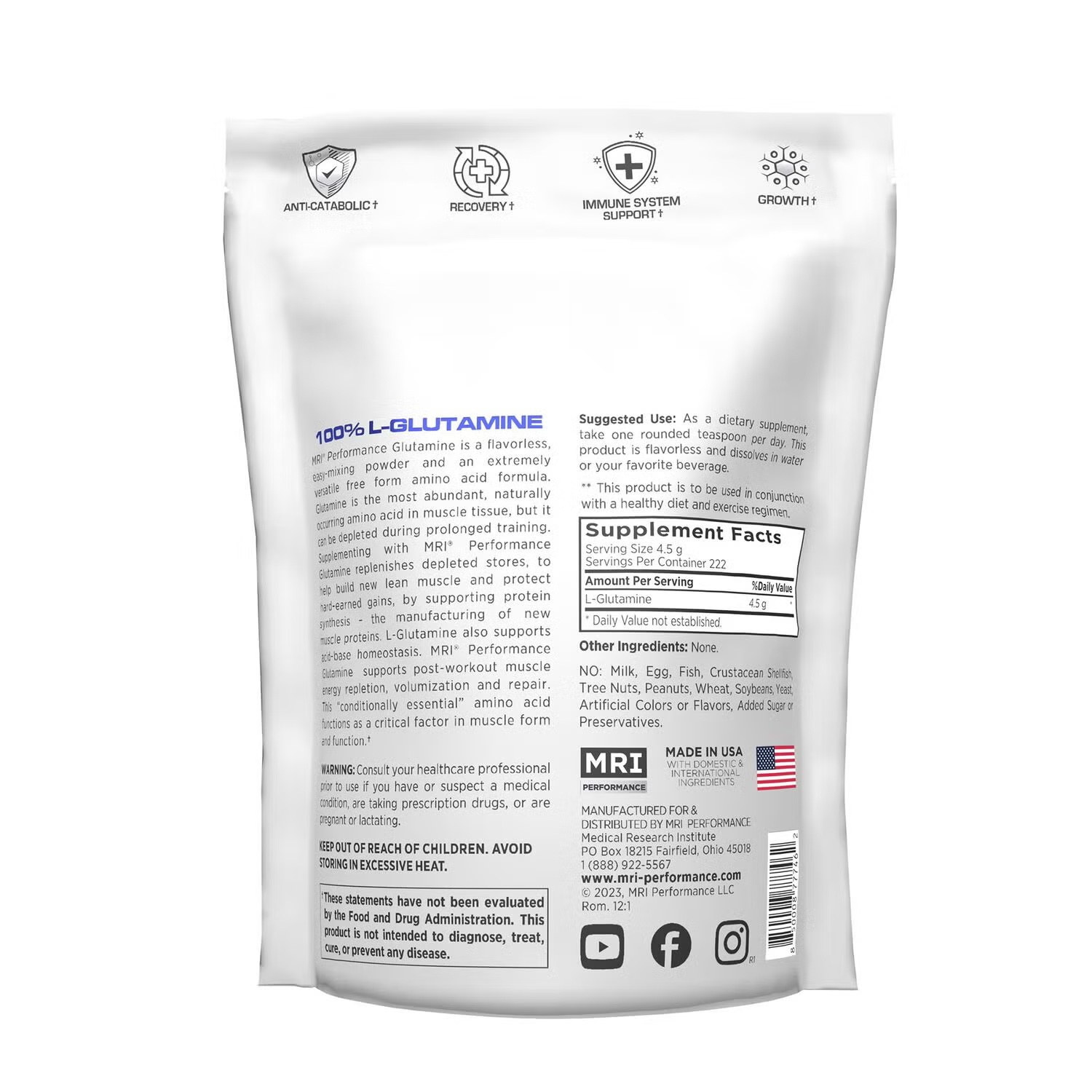 Glutamine Amino Acid - 4.5G (222 Servings)