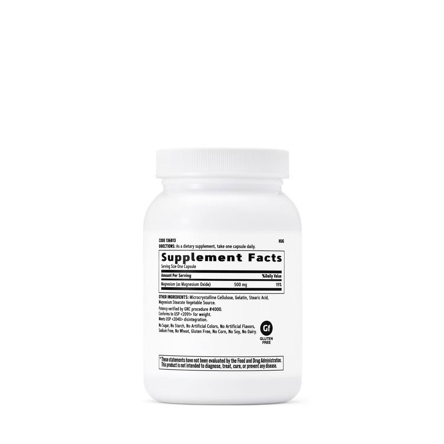 Magnesium Capsules 500mg - 120 Capsules (120 Servings)