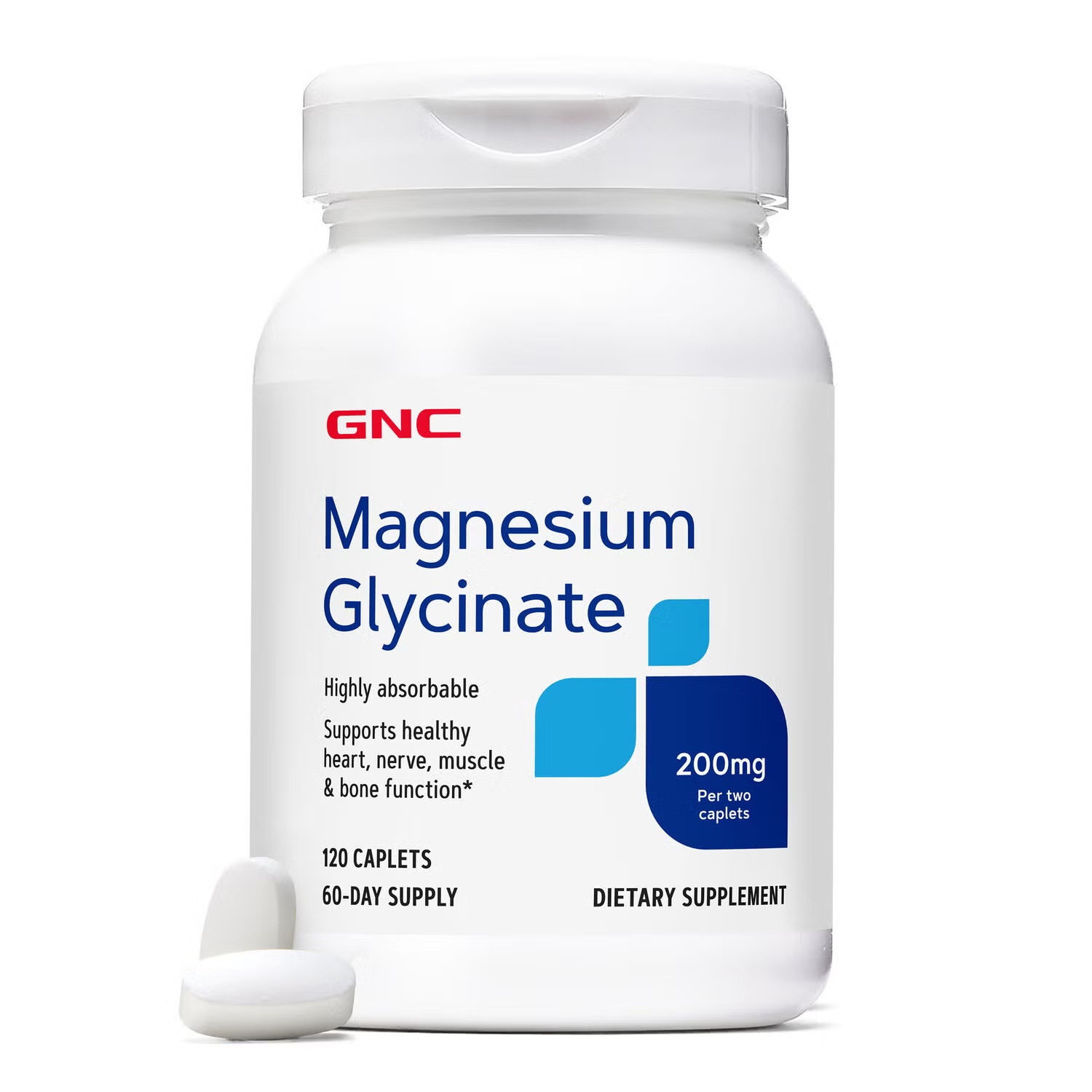 Magnesium Glycinate 200mg - 120 Caplets (60 Servings)