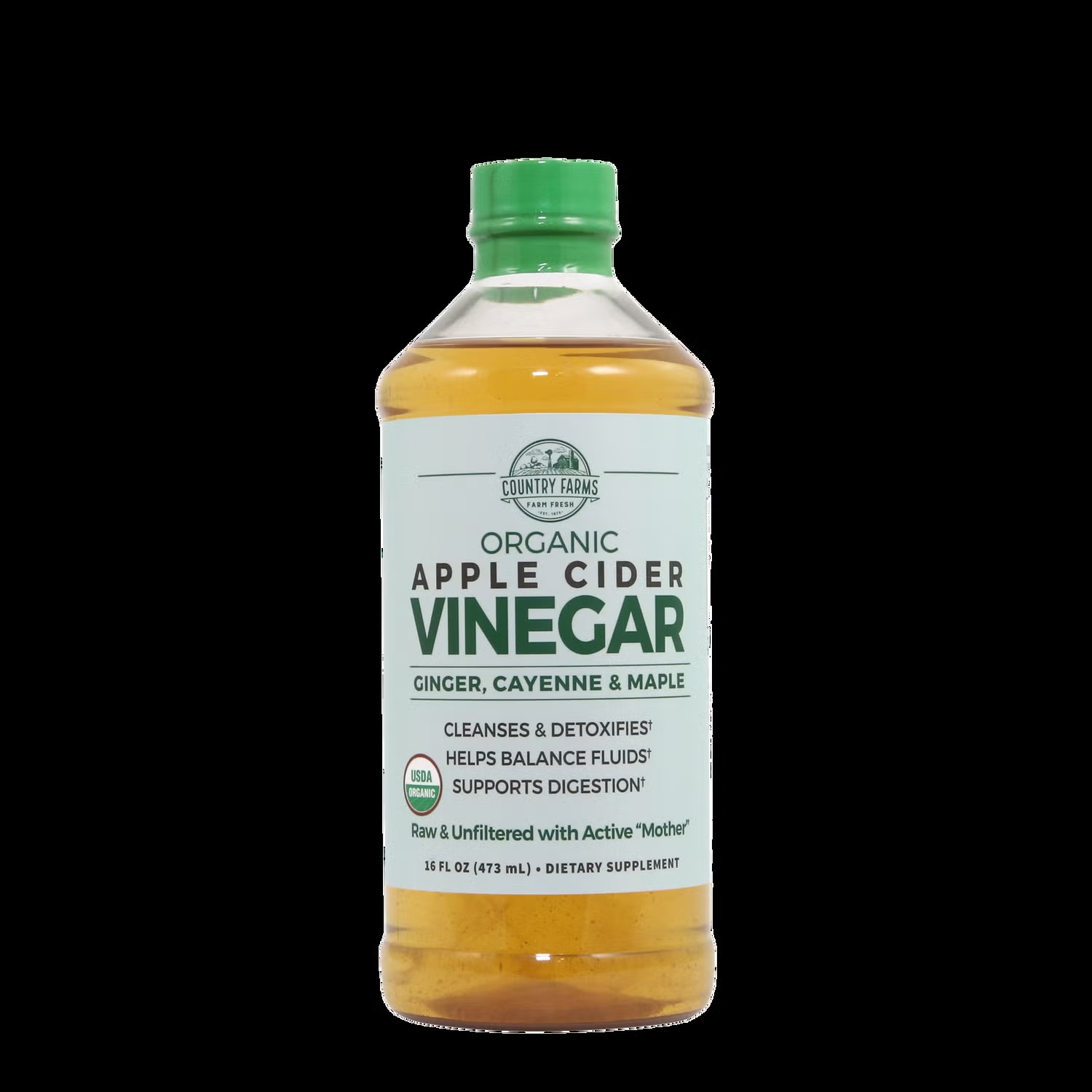 Organic Apple Cider Vinegar - Ginger, Cayenne & Maple - 16 fl oz. (32 Servings)