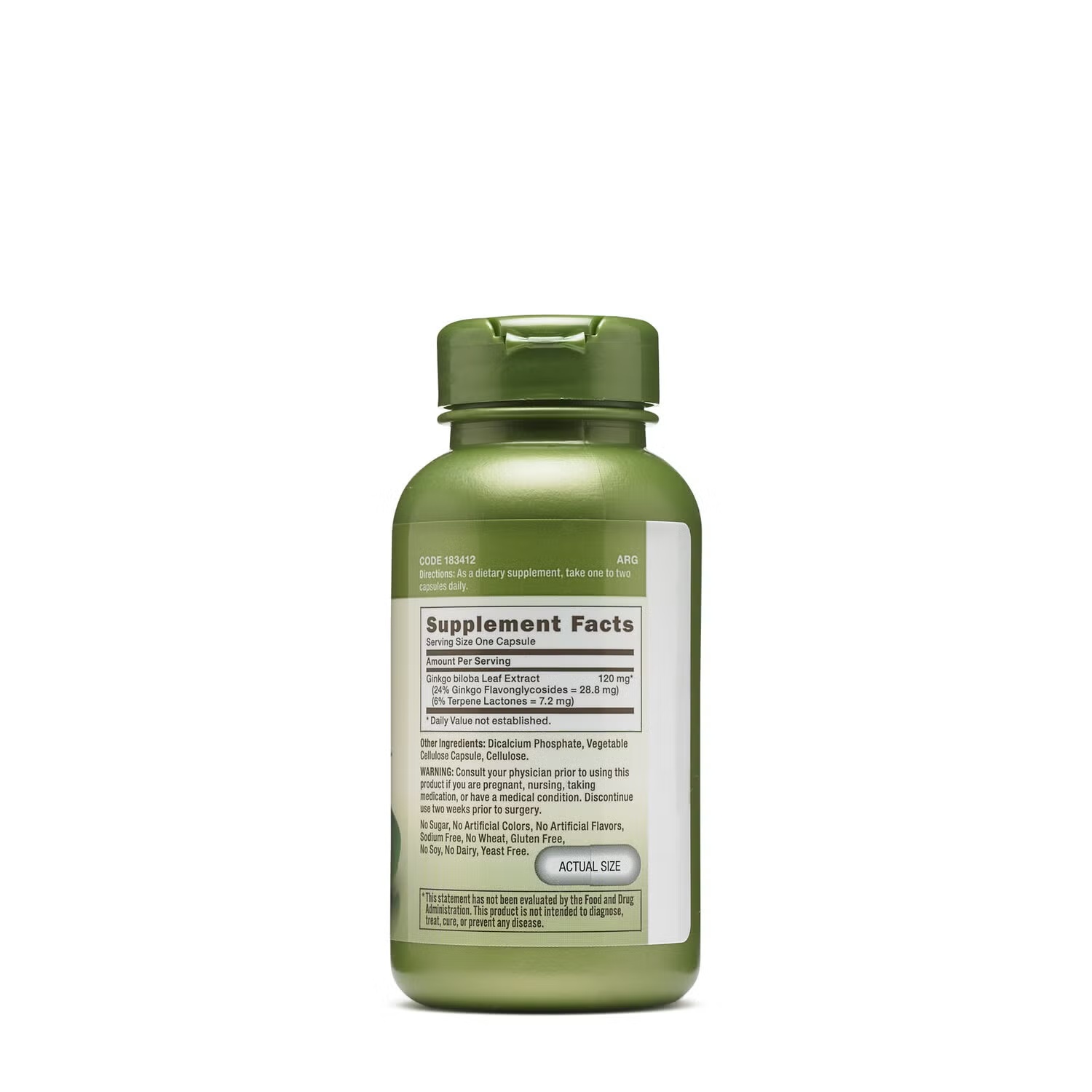 Ginkgo Biloba 120mg - 100 Capsules (100 Servings)